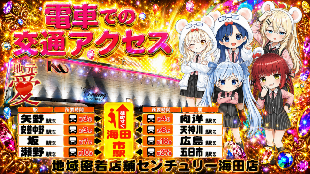センチュリー海田店 電車での交通アクセス